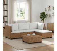 Ensemble de salon en rotin naturel GENDT, comprenant 5 pièces et coussins, pour un intérieur élégant et raffiné