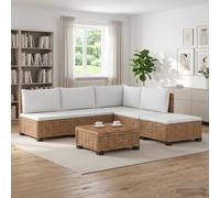 Ensemble de salon en rotin naturel GENDT, comprenant 6 pièces et coussins, pour un intérieur élégant et raffiné