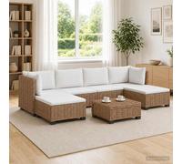 Ensemble de salon en rotin naturel GENDT, comprenant 7 pièces et coussins, pour un intérieur élégant et raffiné