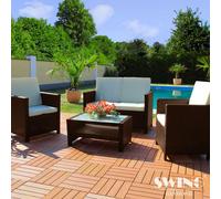 Ensemble de salon en rotin pour 4 personnes - Ensemble de mobilier de jardin - Ensemble de canapés en polyrotin Miami - marron