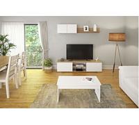 Ensemble de salon, ensemble de séjour coloris chêne, blanc - -