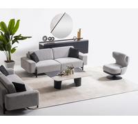 Ensemble de salon moderne gris en bois et textile