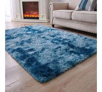 Ensemble de salon moderne, moelleux, arrondi, grand, tapis de salon familial (bleu paon, 200 x 300 cm)