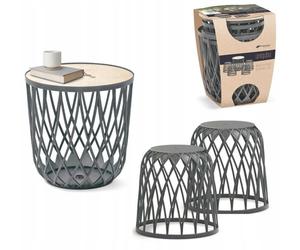 Ensemble de salon multifonctionnel avec chaises, tables basses et meuble de rangement empilable Uniqubo 2+1 IKU BS Prosperplast