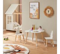 Ensemble de salon pour enfants 'Epim' table et 2 chaises avec design de nuages pin + MDF blanc