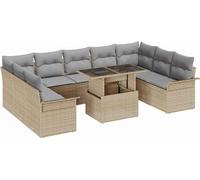 Ensemble de salon vidaXL, 10 pièces, beige, en résine tressée