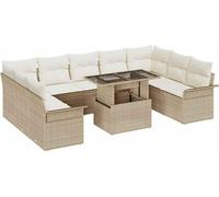Ensemble de salon vidaXL, 10 pièces, beige, en résine tressée