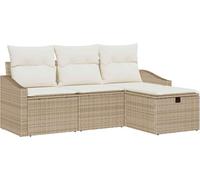 Ensemble de salon vidaXL, 4 pièces, beige, en résine tressée