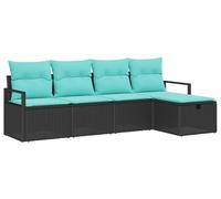 Ensemble de salon vidaXL, 5 pièces, couleur noire et turquoise, en résine tressée (polyrotin), pour 5 personnes