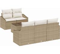 Ensemble de salon vidaXL, 6 pièces, en résine tressée beige et crème