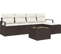 vidaXL Ensemble de canapés avec coussins 6 pcs brun et crème poly rotin