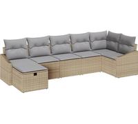 Ensemble de salon vidaXL, 7 pièces, beige, en résine tressée