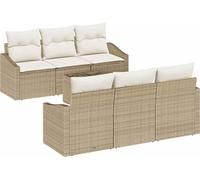 Ensemble de salon vidaXL, 7 pièces, beige et crème, en résine tressée (type rotin synthétique)