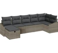 Ensemble de salon vidaXL, 7 pièces, gris, en résine tressée