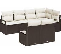 Ensemble de canapés vidaXL avec coussins, 7 pièces, en rotin synthétique marron