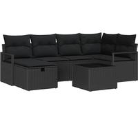 Ensemble de salon vidaXL, 7 pièces, noir, en résine tressée