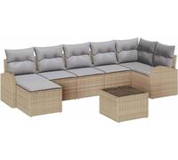Ensemble de salon vidaXL, 8 pièces, beige, en résine tressée