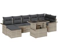 vidaXL Ensemble de canapés avec coussins 8 pcs gris clair Poly-Rotin