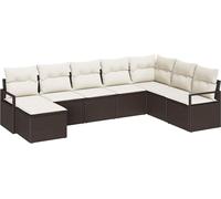 Ensemble de salon vidaXL, 8 pièces, marron et crème, en polyrotin