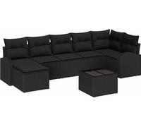 Ensemble de salon vidaXL, 8 pièces, noir, en résine tressée