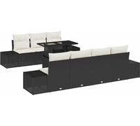 vidaXL Ensemble de canapés avec coussins 8 pcs noir et crème poly rotin