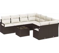vidaXL Ensemble de canapés de jardin 9 pièces en poly rotin avec coussins brun et crème