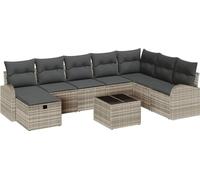 Ensemble de salon vidaXL, 9 pièces, gris clair, en résine tressée
