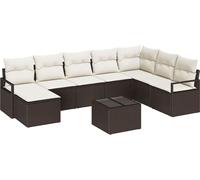 Ensemble de salon vidaXL, 9 pièces, marron et crème, en polyrotin