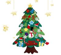 Ensemble de Sapin de Noël en Feutre Bricolage 98 * 70 cm Sapin de Noël en Feutrine pour Enfant Feutrine A Decorer Sapins de Noel avec 21Pcs Ornements Détachables Et LED Lumières pour Murales Fenêtre