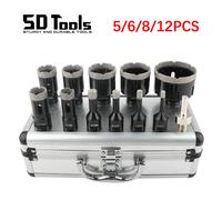 Ensemble de scies à trou filetées M14 à diamant brasé pour perçage à sec, outils d'ouverture de trou pour carrelage, porcelaine, granit et marbre, disponible en coffret de 5/6/8/12 pièces, parfait 6P(