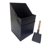 Ensemble de seau à cendres de cheminée avec pelle en ardoise | Noir, seau à cendres rectangulaire pour foyer, grand bac à charbon de cheminée pour accessoires de cheminée