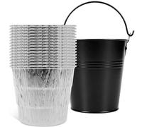 Ensemble de seau à graisse avec 15 doublures en étain - En alliage de fer antirouille - Robuste - Compatible avec Traeger série 20/22/34 - 15 x 14,3 cm - Pour barbecue, fumoir à granulés, barbecue