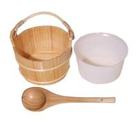 Ensemble de seau de sauna - Ensemble de fût en épicéa de 6 litres avec cuillère | 30 x 22 x 16 cm faite à la main avec longue poignée | Accessoire de bain portable pour spa, équipement de