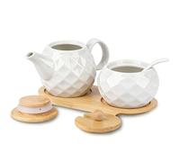 Ensemble de Service à Sucre et Crème avec Couvercle et Cuillère, Pot à Lait et Sucrier en Céramique, Set de Lait et de Sucre, Accessoires de Bar à Café pour Sauce, Compatible Lave-Vaisselle