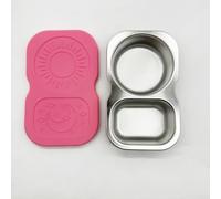 Ensemble de service pour frites et trempettes en acier inoxydable avec clip de sécurité - Bols à tremper multifonctions pour vinaigrettes, sushis, 14 x 8,5 cm (rose)