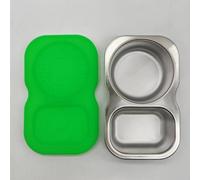 Ensemble de service pour frites et trempettes en acier inoxydable avec clip sécurisé - Bols à tremper multifonctions pour salade, vinaigrette, sushi 14 x 8,5 cm (vert)
