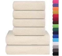 Ensemble de serviettes en coton - vidaXL - 6 pièces - Crème - 360 g/m² - 100% coton - 50x100 cm - 70x140 cm - Absorbant