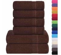 Ensemble de serviettes en coton - vidaXL - 6 pièces - Marron - 360 g/m² - 100% coton - 50x100 cm - 70x140 cm - Absorbant