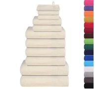 Ensemble de serviettes en coton - vidaXL - Crème - 360 g/m² - 100% coton - Certifié OEKO-TEX - Lavable en machine