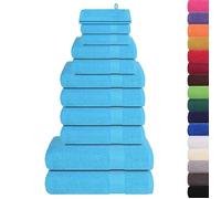 Ensemble de serviettes en coton - vidaXL - Turquoise - 360 g/m² - Certifié OEKO-TEX - Lavable en machine - Absorbant