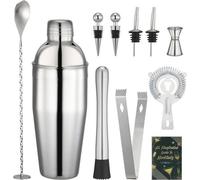 Ensemble de shaker à cocktails Famanu de 750 ml avec 10 accessoires - Idéal pour les débutants et les professionnels