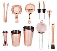 Ensemble de shakers à cocktails, 11 pièces, en acier inoxydable, avec passoire à bar, finition dorée