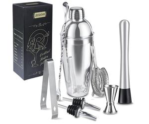 Ensemble de shakers à cocktails, 8 pièces, 750 ml, en acier inoxydable argenté, avec accessoires