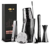 Ensemble de shakers à cocktails Boston, kit de barman de 7 pièces (noir)