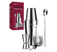 Ensemble de shakers à cocktails, en acier inoxydable, 6 pièces : shaker Boston de 800 ml, ensemble cadeau