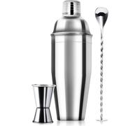 Ensemble de shakers à cocktails - Ensemble de bar pour mélanger les boissons - Préparation de cocktails - Design élégant - 750 ml - Argent