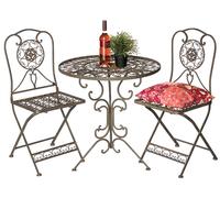 DanDiBo Ensemble de jardin en fer antique Bistroset Tecla Table de bistrot avec 2 chaises pliantes en métal Table de jardin