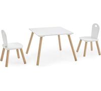 - Ensemble de sièges pour enfants, comprenant une table et 2 chaises, dimensions : 55 x 43 x 55 cm. Finition : blanc et imitation bois de pin. Stable, design moderne, adapté aux enfants et idéal pour 