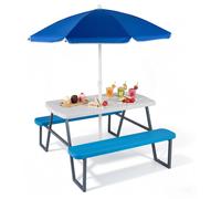 Ensemble de sièges pour enfants COSTWAY : table de pique-nique d'extérieur pour enfants avec parasol réglable en hauteur, 2 bancs et sac de rangement pour parasol. Ensemble de sièges pour enfants, mob