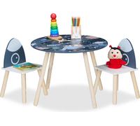 Ensemble de sièges pour enfants Relaxdays, 3 pièces, Space Dino, table pour enfants avec 2 chaises, pour filles et garçons, coin salon pour chambre d'enfant, coloré